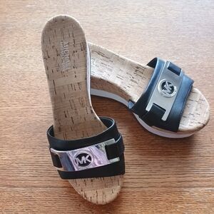 Michael Kors Black Sandals with Silver Detail